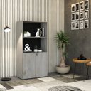 Ver imagem 7 de Armário Alto Estante com 2 Portas 161,5x80x42cm Branco/Snow/Preto