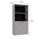 Ver imagem 4 de Armário Alto Estante com 2 Portas 161,5x80x42cm Branco/Snow/Preto
