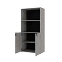 Ver imagem 2 de Armário Alto Estante com 2 Portas 161,5x80x42cm Branco/Snow/Preto