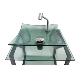 GABINETE DE VIDRO VERDE 40CM AC COM CUBA QUADRADA - 4