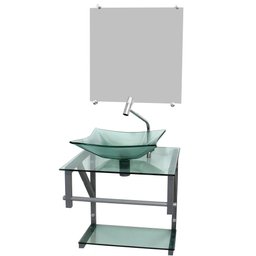 GABINETE DE VIDRO VERDE 40CM AC COM CUBA QUADRADA - 2