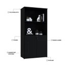 Ver imagem 6 de Armário Alto Estante com 2 Portas 161,5x80x42cm Preto/Onix