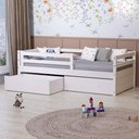 Ver imagem 2 de Cama Infantil Dreams com 02 Gavetas e Grade de Proteção Madeira Maciça Branco Megamobilia