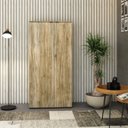 Ver imagem 1 de Armário Alto Fechado com 2 Portas 161,5cm x 80cm x 42cm Marrom/Carvalho/Preto