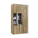 Ver imagem 5 de Armário Alto com Nicho e 03 Portas 161,5x90x42cm Marrom/Carvalho/Branco