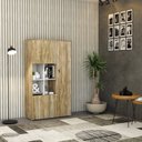 Ver imagem 7 de Armário Alto com Nicho e 03 Portas 161,5x90x42cm Marrom/Carvalho/Branco