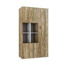 Ver imagem 3 de Armário Alto com Nicho e 03 Portas 161,5x90x42cm Marrom/Carvalho/Branco