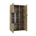 Ver imagem 2 de Armário Alto com Nicho e 03 Portas 161,5x90x42cm Marrom/Carvalho/Branco