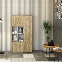 Ver imagem 1 de Armário Alto com Nicho e 03 Portas 161,5x90x42cm Marrom/Carvalho/Branco