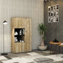 Ver imagem 7 de Armário Alto com Nicho e 03 Portas 161,5x90x42cm Marrom/Carvalho/Preto