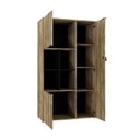 Ver imagem 2 de Armário Alto com Nicho e 03 Portas 161,5x90x42cm Marrom/Carvalho/Preto