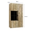 Ver imagem 4 de Armário Alto com Nicho e 03 Portas 161,5x90x42cm Marrom/Carvalho/Preto