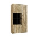Ver imagem 3 de Armário Alto com Nicho e 03 Portas 161,5x90x42cm Marrom/Carvalho/Preto
