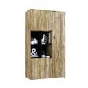 Ver imagem 5 de Armário Alto com Nicho e 03 Portas 161,5x90x42cm Marrom/Carvalho/Preto