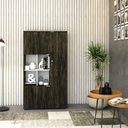 Ver imagem 1 de Armário Alto com Nicho e 03 Portas 161,5x90x42cm Marrom/Carvalho Dark/Branco