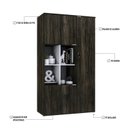 Ver imagem 6 de Armário Alto com Nicho e 03 Portas 161,5x90x42cm Marrom/Carvalho Dark/Branco