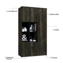 Ver imagem 6 de Armário Alto com Nicho e 03 Portas 161,5x90x42cm Marrom/Carvalho Dark/Preto