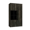Ver imagem 3 de Armário Alto com Nicho e 03 Portas 161,5x90x42cm Marrom/Carvalho Dark/Preto