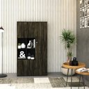 Ver imagem 1 de Armário Alto com Nicho e 03 Portas 161,5x90x42cm Marrom/Carvalho Dark/Preto