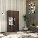 Ver imagem 7 de Armário Alto com Nicho e 03 Portas 161,5x90x42cm Marrom/Nogal/Branco