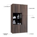 Ver imagem 6 de Armário Alto com Nicho e 03 Portas 161,5x90x42cm Marrom/Nogal/Preto