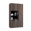 Ver imagem 5 de Armário Alto com Nicho e 03 Portas 161,5x90x42cm Marrom/Nogal/Preto