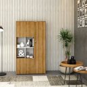 Ver imagem 1 de Armário Alto com Nicho e 03 Portas 161,5x90x42cm Marrom/Lamina Mel/Branco