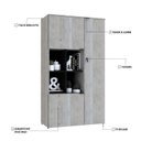 Ver imagem 6 de Armário Alto com Nicho e 03 Portas 161,5x90x42cm Branco/Snow/Preto