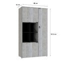 Ver imagem 4 de Armário Alto com Nicho e 03 Portas 161,5x90x42cm Branco/Snow/Preto