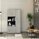 Ver imagem 1 de Armário Alto com Nicho e 03 Portas 161,5x90x42cm Branco/Snow/Preto