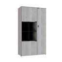 Ver imagem 3 de Armário Alto com Nicho e 03 Portas 161,5x90x42cm Branco/Snow/Preto