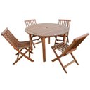 Ver imagem 1 de Conjunto 4 Cadeiras Dobráveis e Mesa Redonda com Furo para Ombrelone em Madeira Maciça