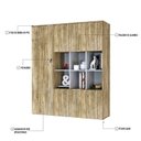 Ver imagem 6 de Armário Alto com Nichos e 05 Portas 161,5x135x42cm Marrom/Carvalho/Branco