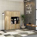 Ver imagem 7 de Armário Alto com Nichos e 05 Portas 161,5x135x42cm Marrom/Carvalho/Preto