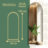 Espelho Grande Corpo Inteiro Lapidado com Led Base Reta Luxo Decorativo 150x40cm Suporte Parede - 3