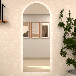 Espelho Grande Corpo Inteiro Lapidado Base Reta Decorativo 150x40cm Luxo com Led Fria 6500k