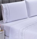 Ver imagem 6 de Jogo lençol Floral quarto casal padrão bordado 4 peças 2fronha: Palha com Caqui