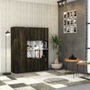 Ver imagem 7 de Armário Alto com Nichos e 05 Portas 161,5x135x42cm Marrom/Carvalho/Preto