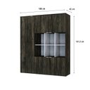 Ver imagem 4 de Armário Alto com Nichos e 05 Portas 161,5x135x42cm Marrom/Carvalho/Preto