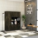 Ver imagem 7 de Armário Alto com Nichos e 05 Portas 161,5x135x42cm Marrom/Carvalho/Preto