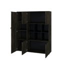 Ver imagem 2 de Armário Alto com Nichos e 05 Portas 161,5x135x42cm Marrom/Carvalho/Preto