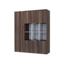 Ver imagem 2 de Armário Alto com Nichos e 05 Portas 161,5x135x42cm Marrom/Nogal/Branco