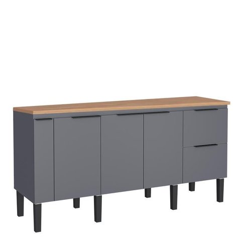 Balcão Buffet Cozinha com Tampo 174x85x51cm Cisne 180 Cozimax Cinza/jequitiba