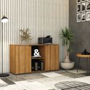 Ver imagem 7 de Armário Baixo com 2 Portas e Nicho 75x135x42cm Marrom/Lâmina Mel/Preto