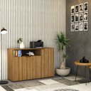 Ver imagem 7 de Armário Aparador com 3 Portas e Nicho 89,5x135x42cm Marrom/Mel/Preto