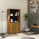 Ver imagem 7 de Armário Alto Estante com 2 Portas 161,5x80x42cm Marrom/Lâmina Mel/Preto