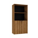 Ver imagem 3 de Armário Alto Estante com 2 Portas 161,5x80x42cm Marrom/Lâmina Mel/Preto