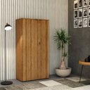 Ver imagem 7 de Armário Alto Fechado com 2 Portas 161,5x80x42cm Marrom/Lâmina Mel/Preto
