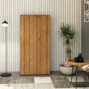 Ver imagem 1 de Armário Alto Fechado com 2 Portas 161,5x80x42cm Marrom/Lâmina Mel/Preto