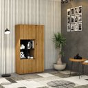 Ver imagem 6 de Armário Alto com Nicho e 03 Portas 161,5x90x42cm Marrom/Lamina Mel/Preto